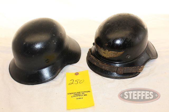 (2) German Nazi Luftschutz helmets_1.jpg